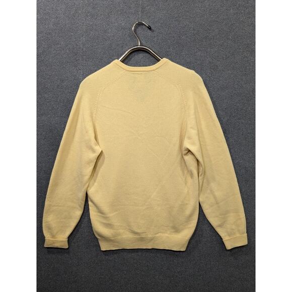 Vintage V-Neck Wool Sweater Mens Medium Cox Moore Grandpa Pull Over Yellow - Picture 5 of 10
